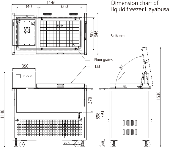 Drawing of liquid freezer Hayabusa